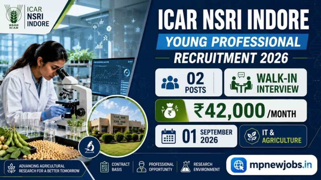 ICAR NSRI Indore Young Professional Recruitment 2026: इंटरव्यू से पाए ICAR NSRI में सरकारी नौकरी, सैलरी 45,000 प्रति माह, ऐसे करें आवेदन