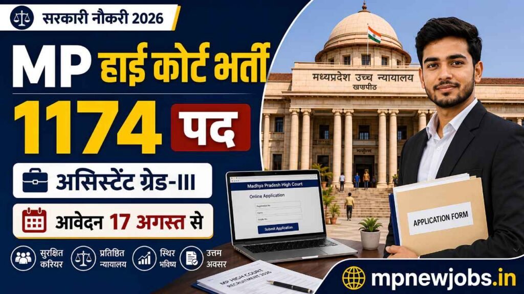 MP High Court Assistant Grade 3 Recruitment 2026: 1174 पदों पर नई भर्ती, आवेदन 17 अगस्त से शुरू, देखें पात्रता और आवेदन प्रक्रिया