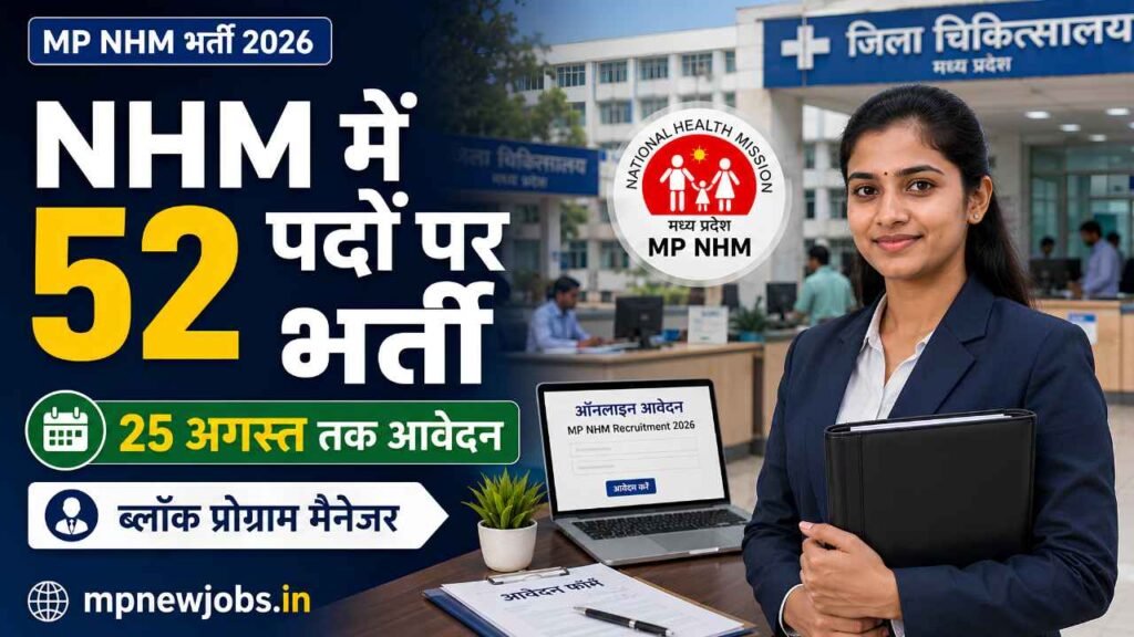 MP NHM Block Program Manager Vacancy 2026: एनएचएम  विभाग मे 52 रिक्त पदों पर नई भर्ती, अंतिम दिनांक 25 अगस्त 2026