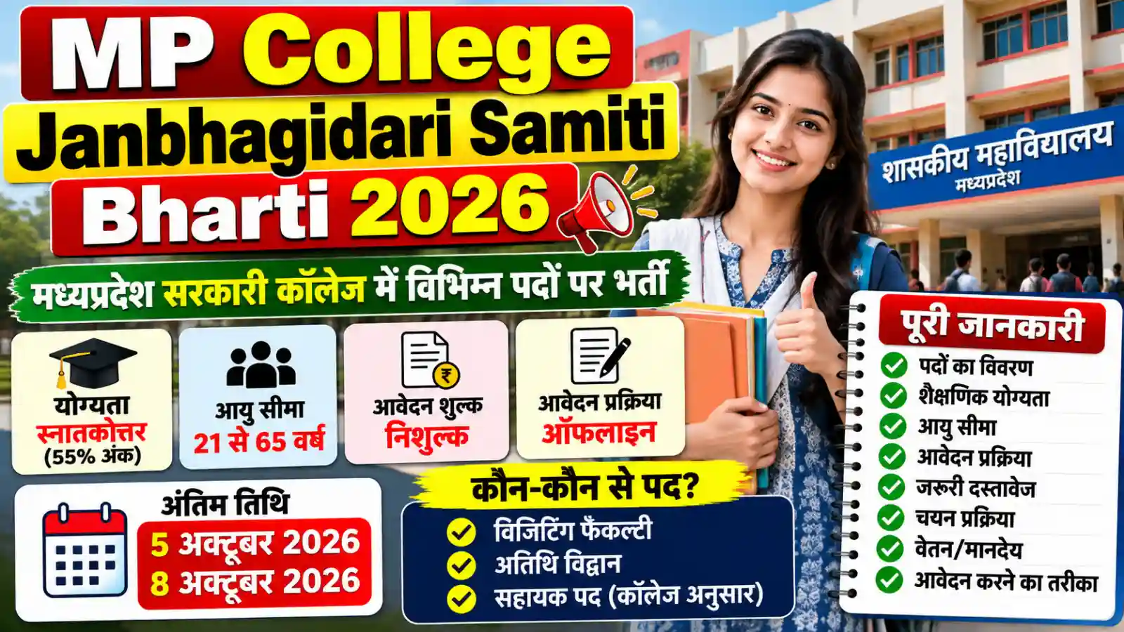 MP College Janbhagidari Samiti Bharti 2026